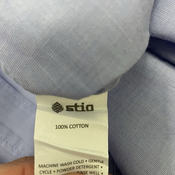 Stio Men's XL Blue 100% Cotton Long Sleeve Button-Front Shirt w/ Pocket - Picture 7 of 7